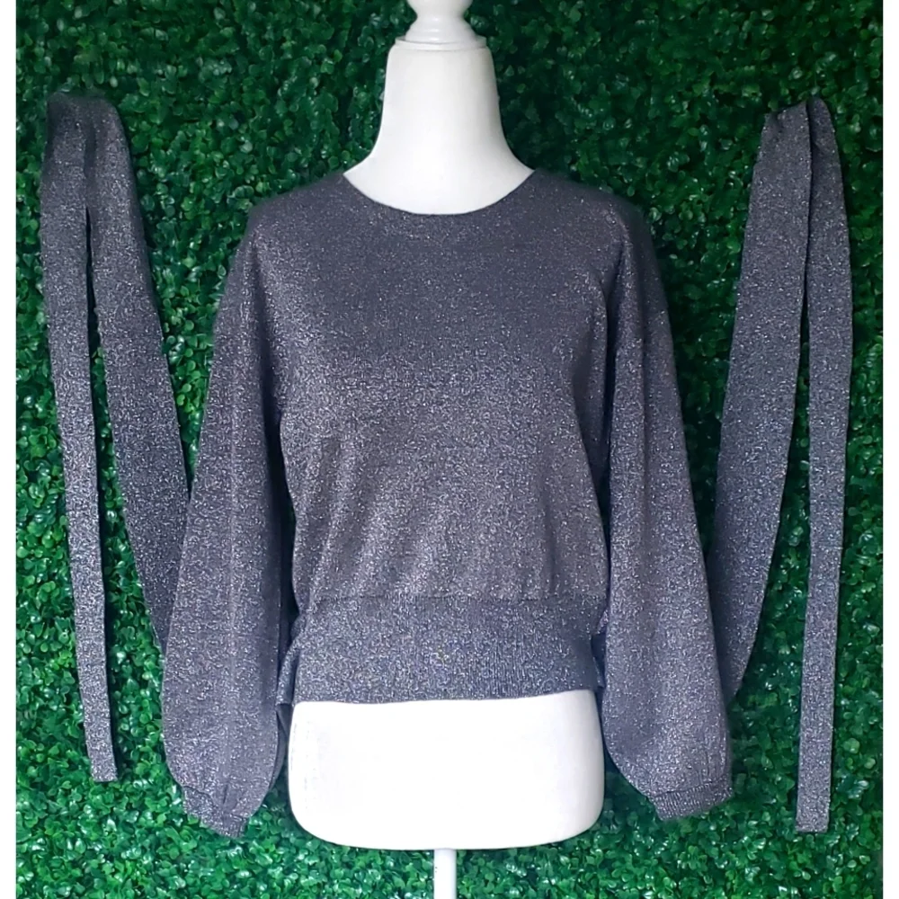 33. J.Crew Tie-waist metallic crewneck sweater